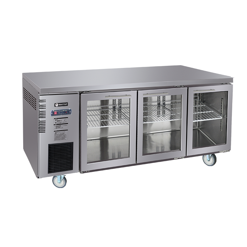 Under Bench Glass Door Fridge 1800mm/CUR18-3SG-600 (600mm depth)