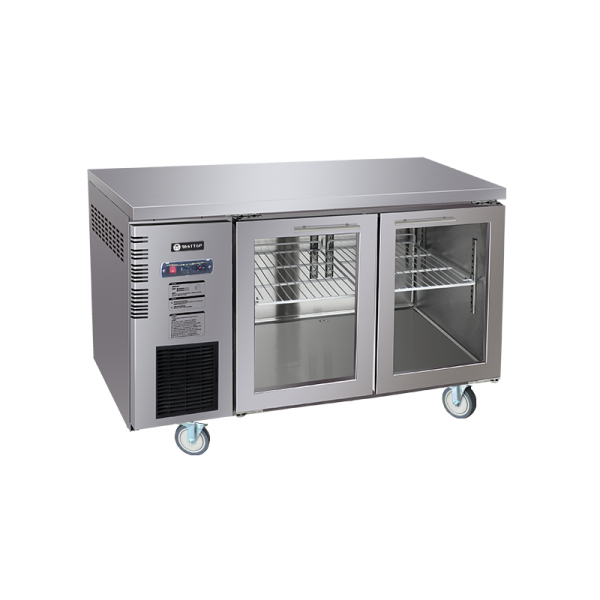 Under Bench Glass Door Fridge 1200mm/CUR12-2SG-600(600mm depth)